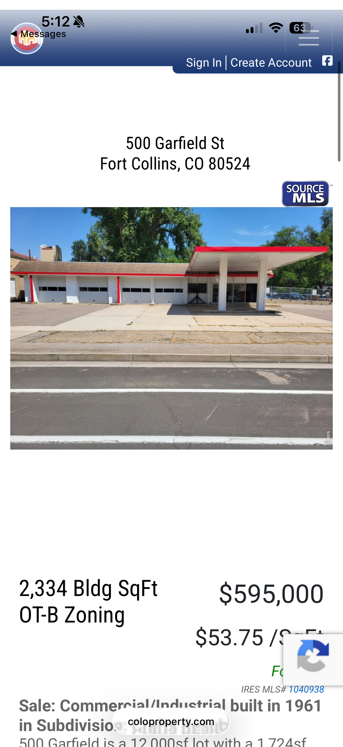 500 Garfield St — original 1961 gas station